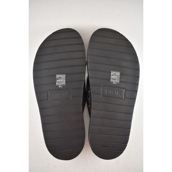 Dior Mens Aqua Sandal Beige Black Blue Oblique Jacquard Logo Slide Slip On 42 9 - Picture 16 of 16